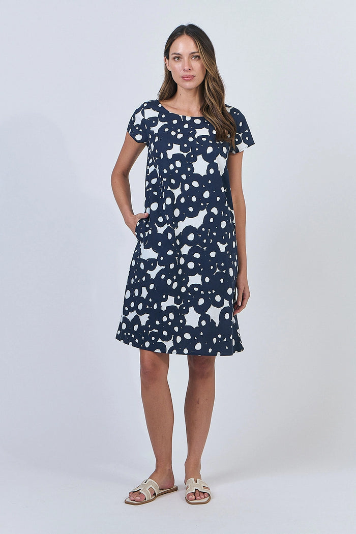 Naturals by O & J Cotton Dress in Ink Barnacles GA237