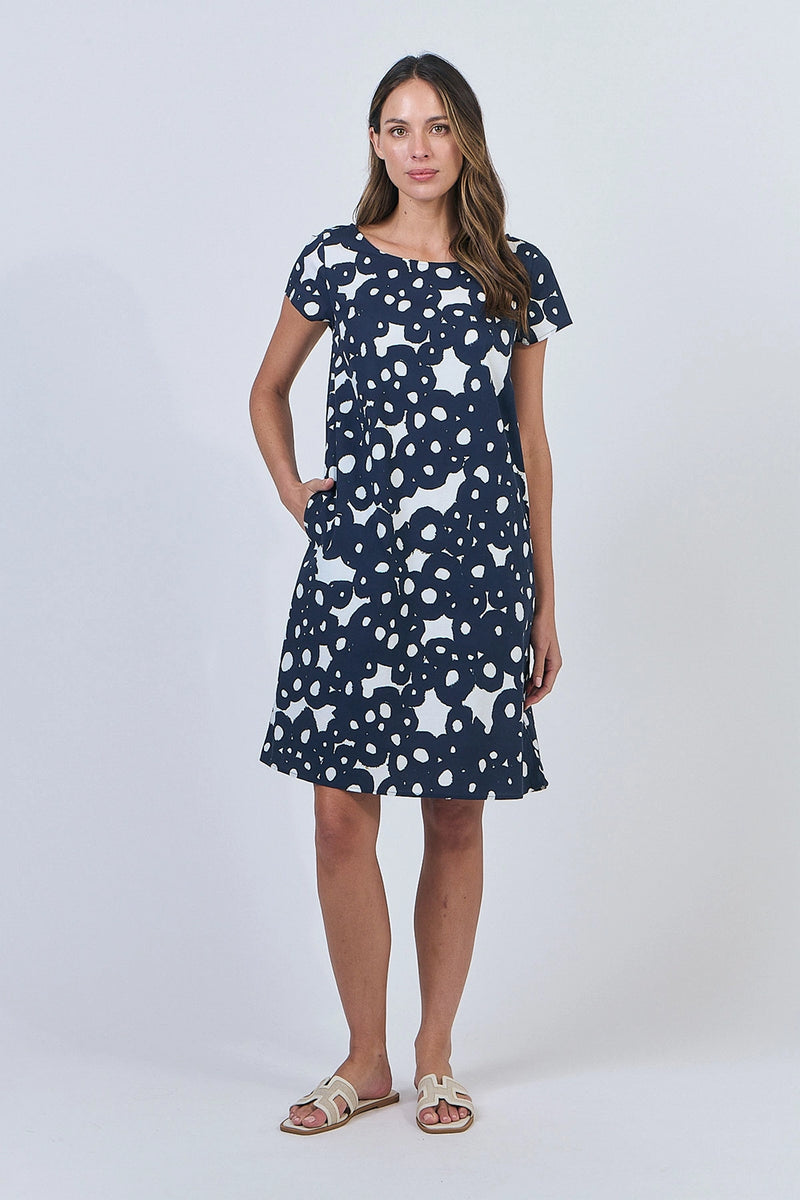 Naturals by O & J Cotton Dress in Ink Barnacles GA237