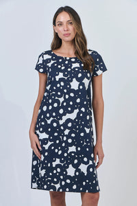 Naturals by O & J Cotton Dress in Ink Barnacles GA237