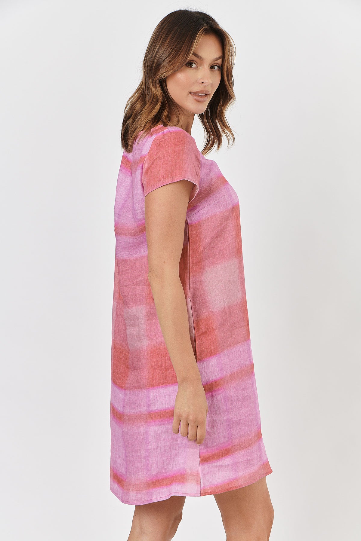 Naturals by O & J Linen Dress In Ombre GA237