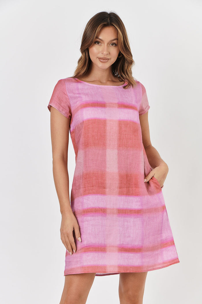 Naturals by O & J Linen Dress In Ombre GA237