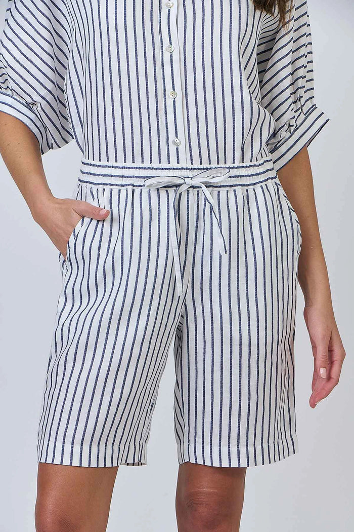 Naturals by O & J Linen Shorts in Blueberry Stripe GA241