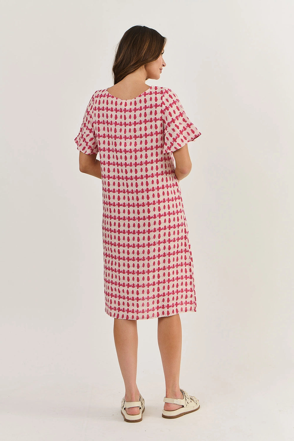 Naturals by O & J Linen Dress GA255 in Primula Blot