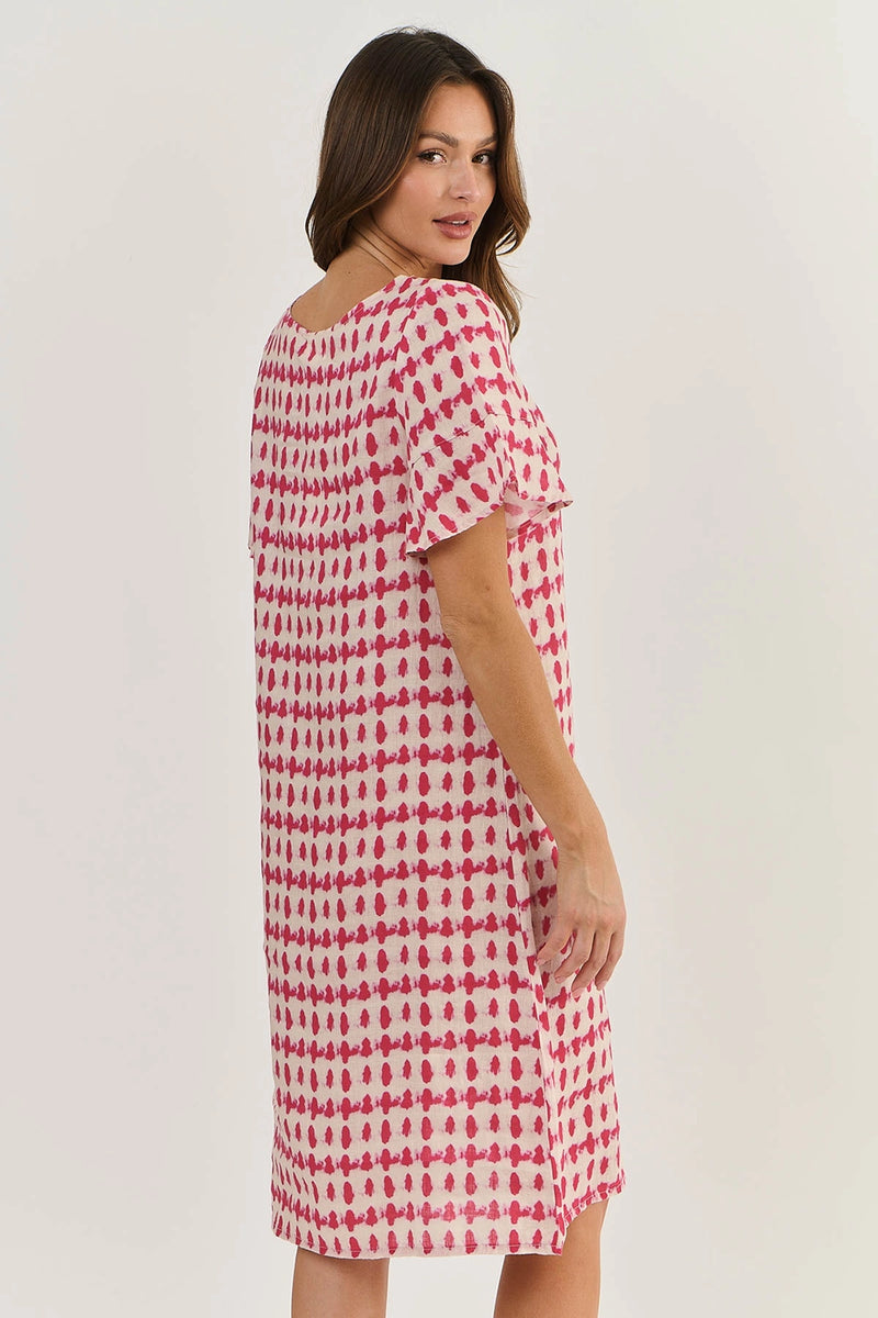 Naturals by O & J Linen Dress GA255 in Primula Blot