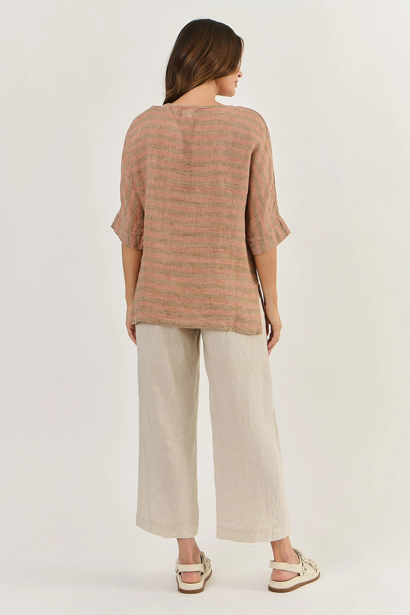 Naturals by O & J Linen Pants in Sand GA398