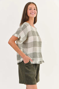 Naturals by O & J Linen Top in Khaki Terrazzo GA294
