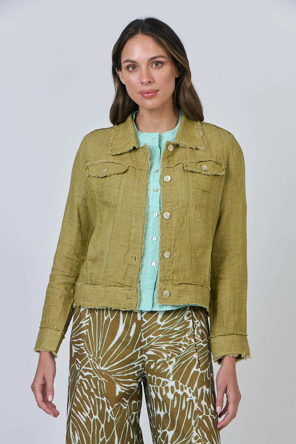 Naturals by O & J Linen Jacket in Bamboo GA30