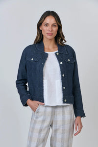 Naturals by O & J Linen Jacket in Poseidon GA30