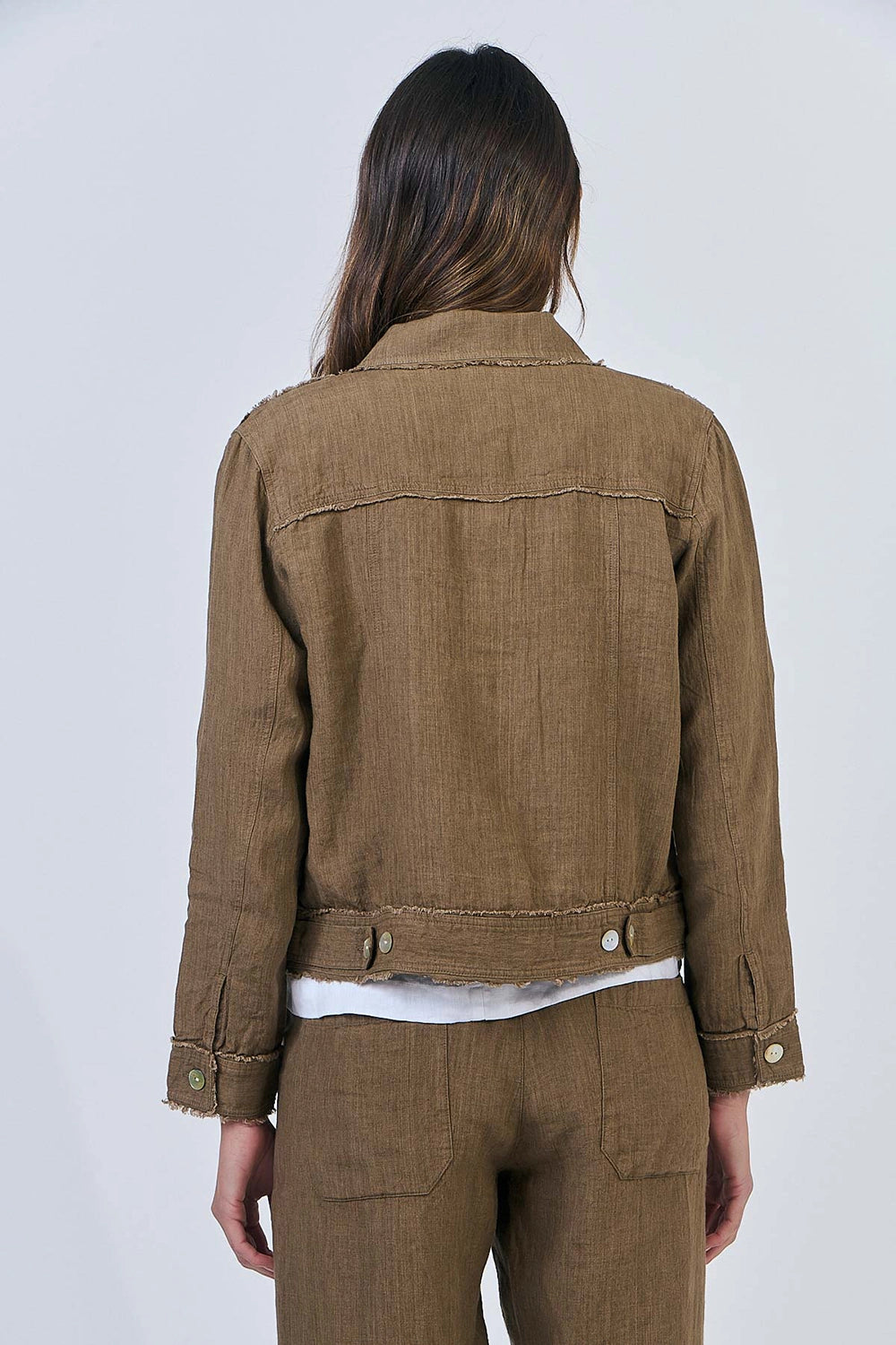 Naturals by O & J Linen Jacket in Tobacco GA30
