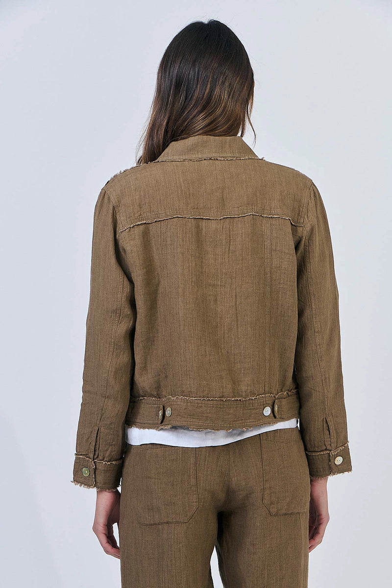 Naturals by O & J Linen Jacket in Tobacco GA30