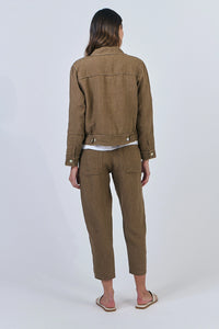 Naturals by O & J Linen Jacket in Tobacco GA30