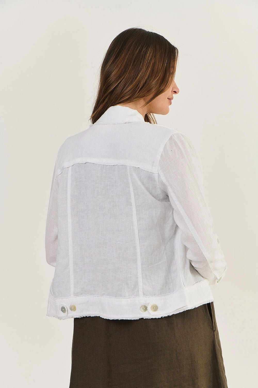 Naturals by O & J Linen Jacket in White GA30