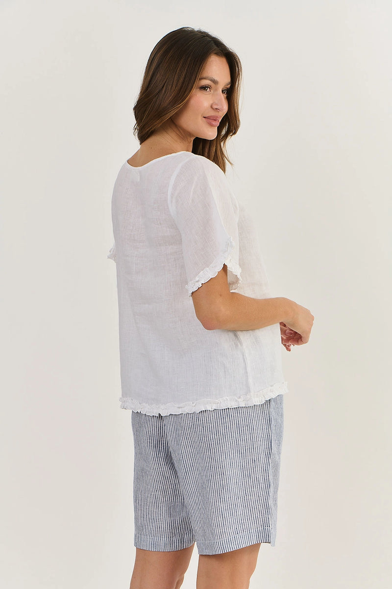 Naturals by O & J Linen Top in White GA312