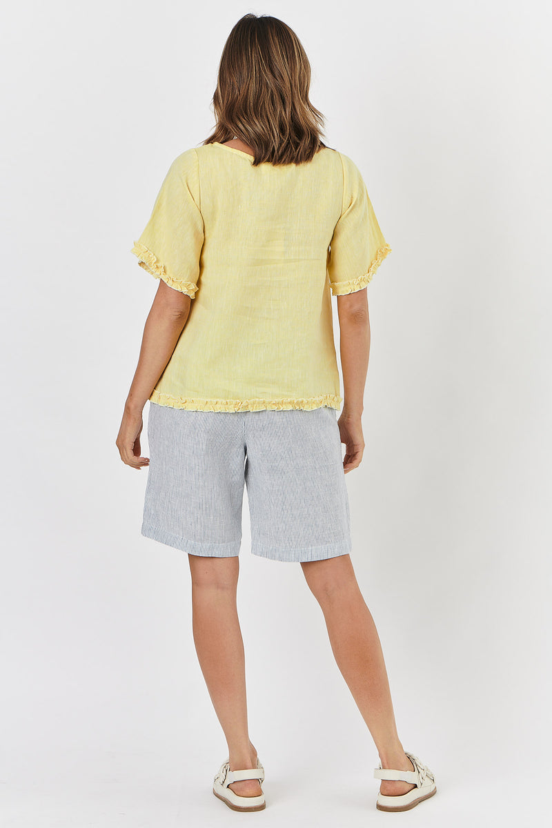 Naturals by O & J Linen Top with Ruffled Hems GA312