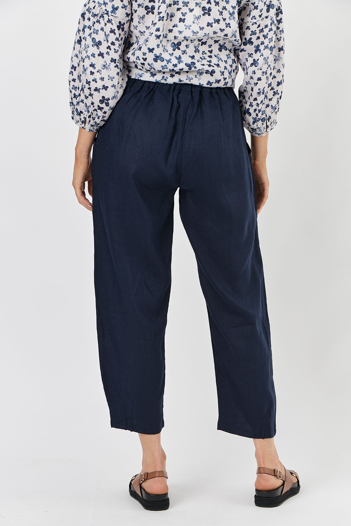 Naturals by O & J Navy Linen Pants GA356