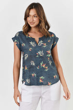 Naturals by O & J  S/S Linen Shirt in Fleur GA373