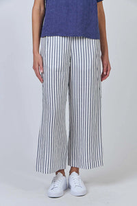 Naturals by O & J Linen Pants in Blueberry Stripe GA398