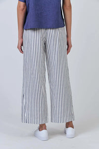 Naturals by O & J Linen Pants in Blueberry Stripe GA398