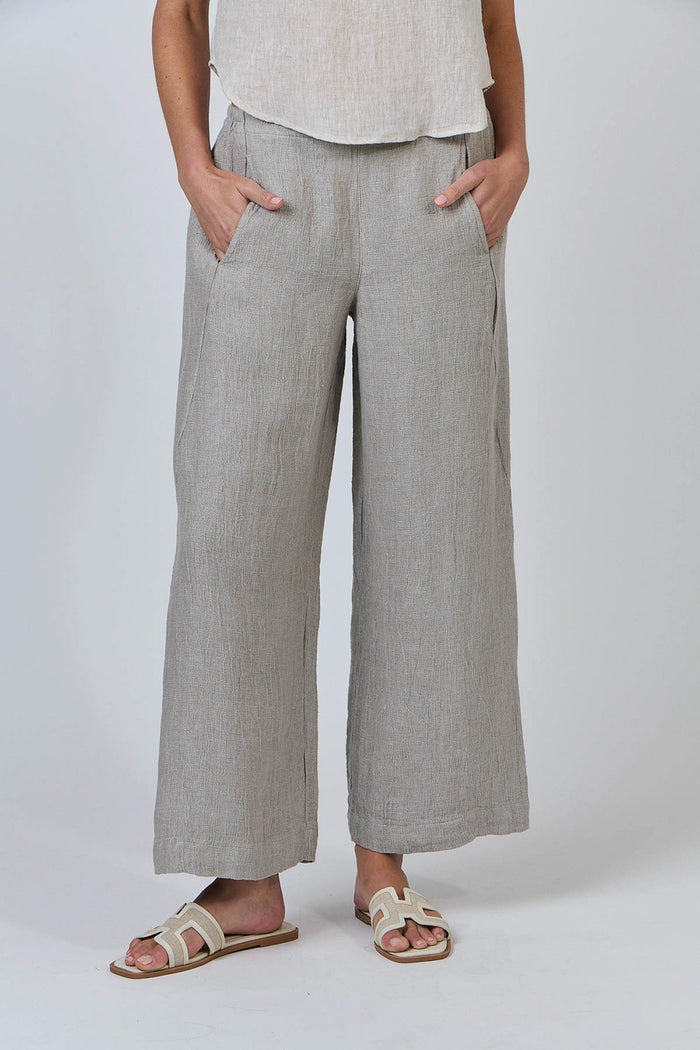 Naturals by O & J Linen Pants in Cement GA398