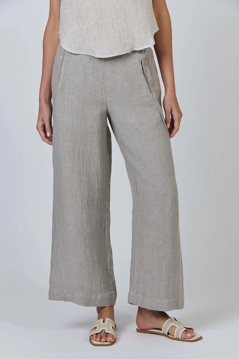 Naturals by O & J Linen Pants in Cement GA398