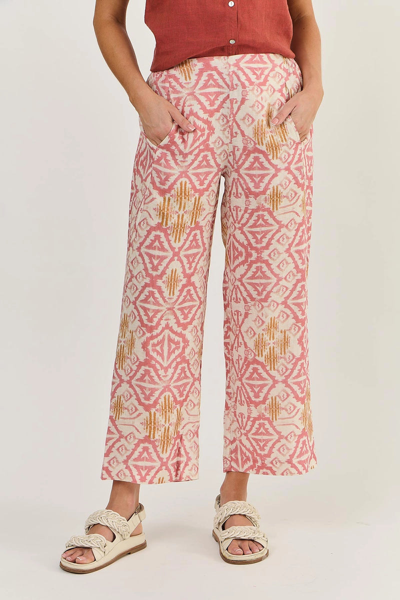 Naturals by O & J Linen Pants in Ikat GA398