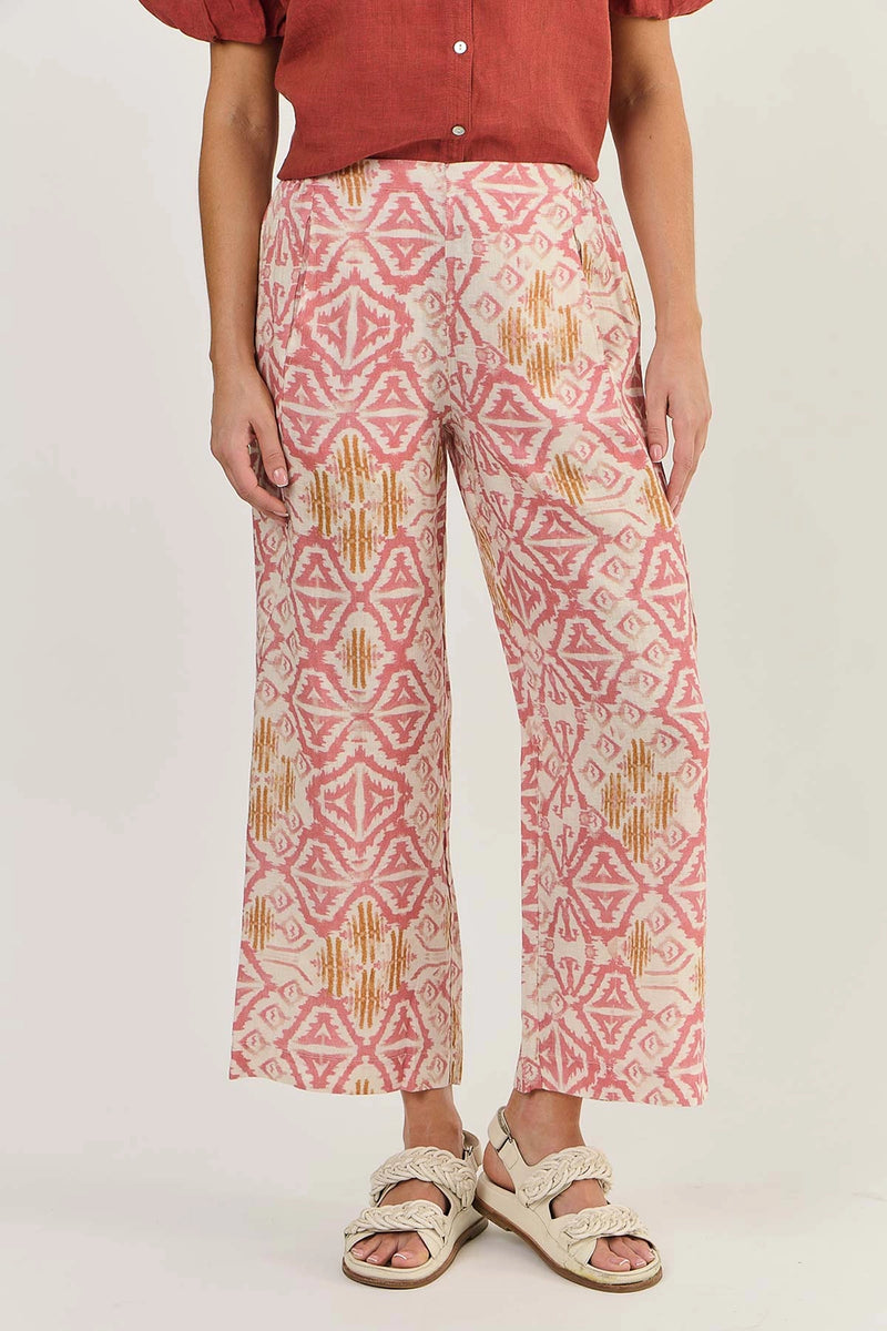 Naturals by O & J Linen Pants in Ikat GA398