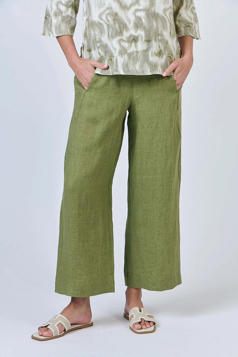 Naturals by O & J Linen Pants in Moss GA398