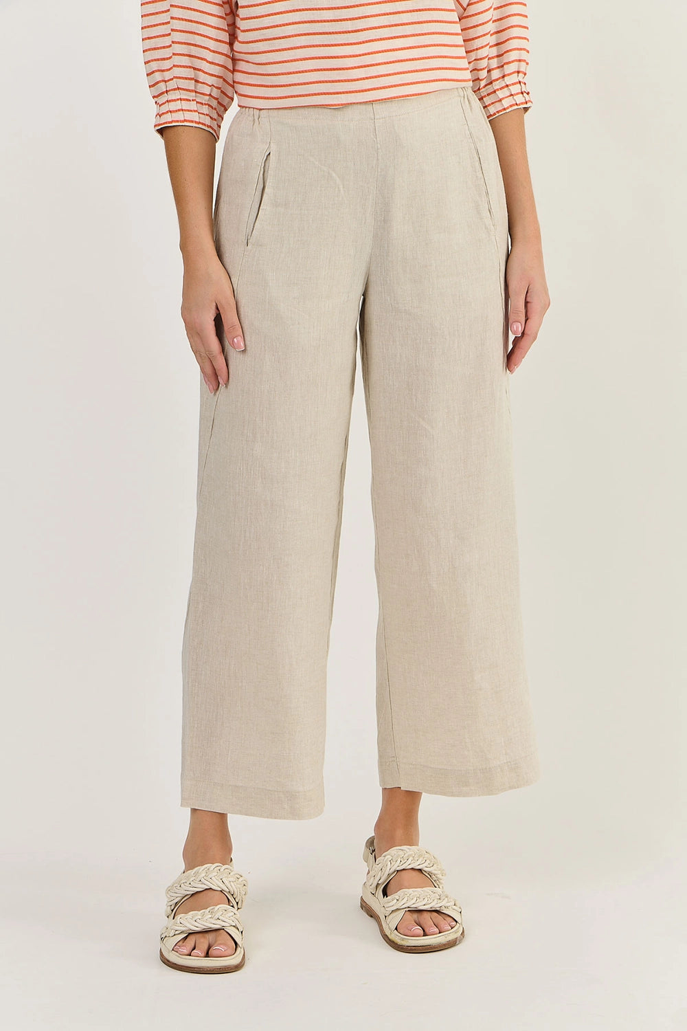 Naturals by O & J Linen Pants in Sand GA398