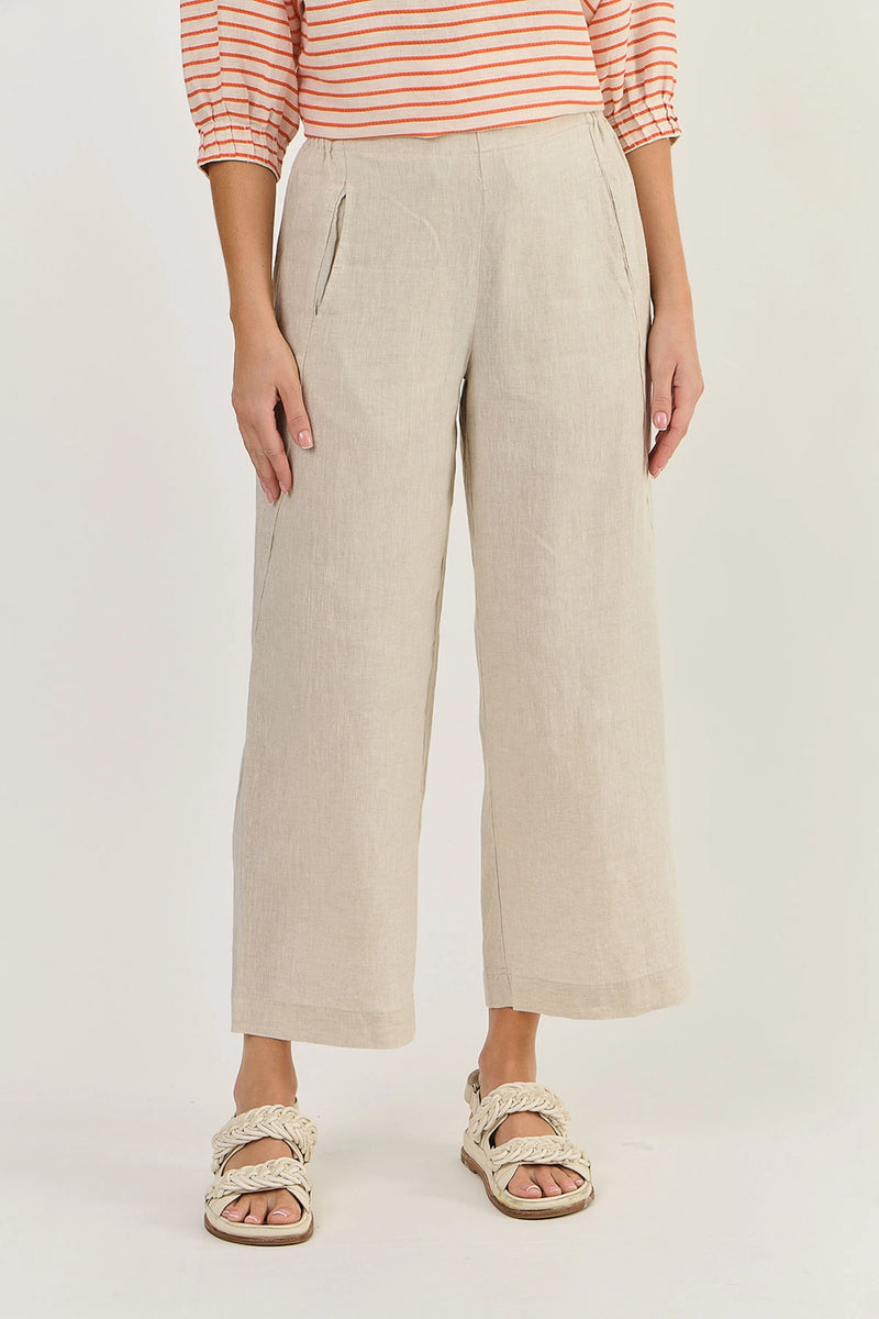 Naturals by O & J Linen Pants in Sand GA398