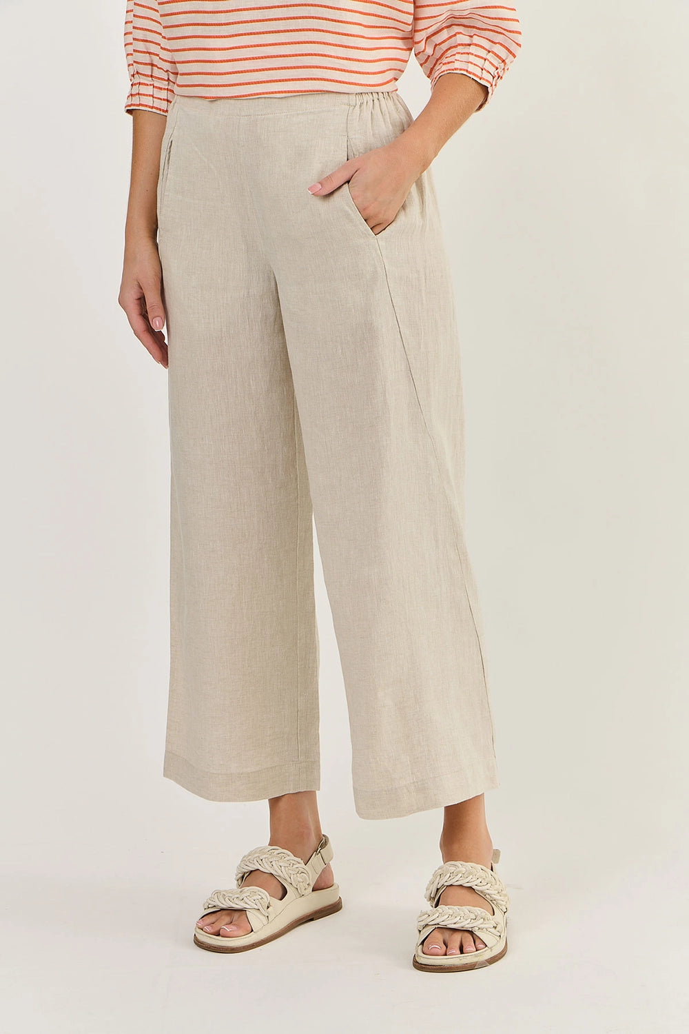 Naturals by O & J Linen Pants in Sand GA398