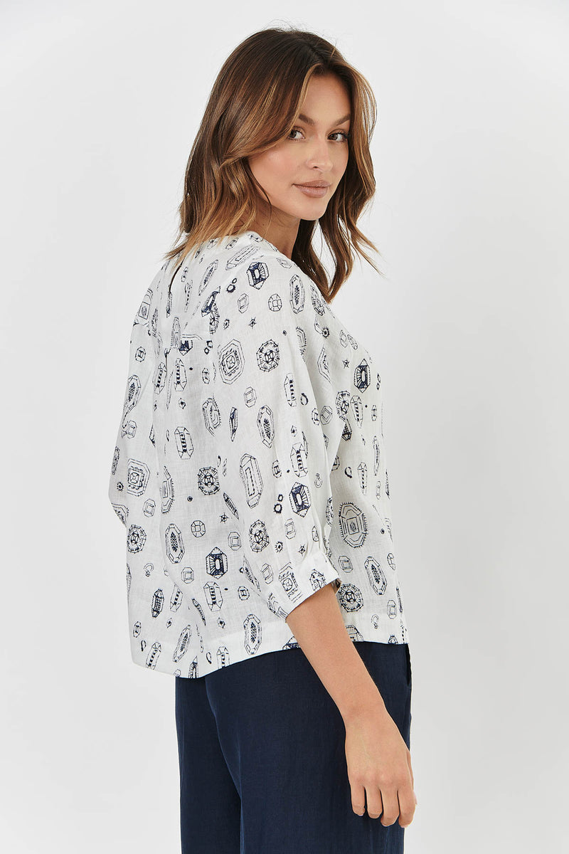 Naturals by O & J Precious Gems Linen Top GA410