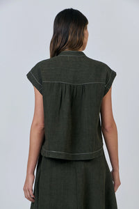 Naturals by O & J Linen Shirt in Licorice GA429