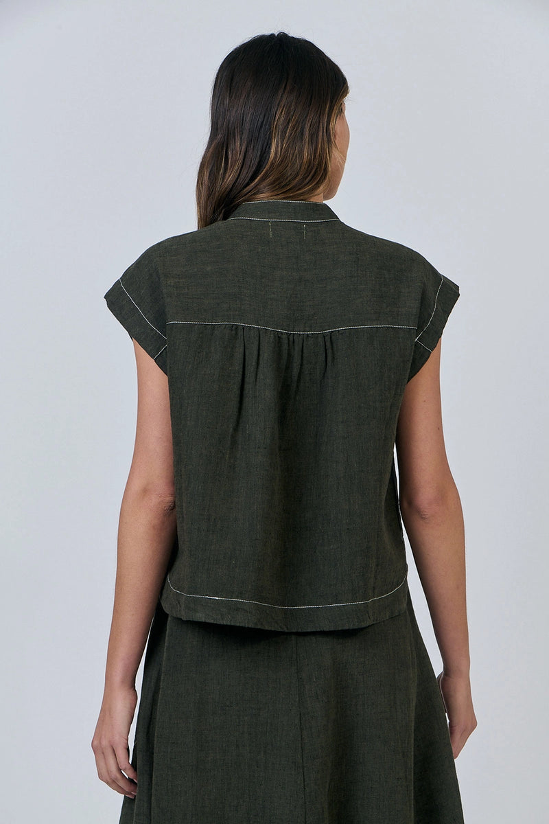 Naturals by O & J Linen Shirt in Licorice GA429