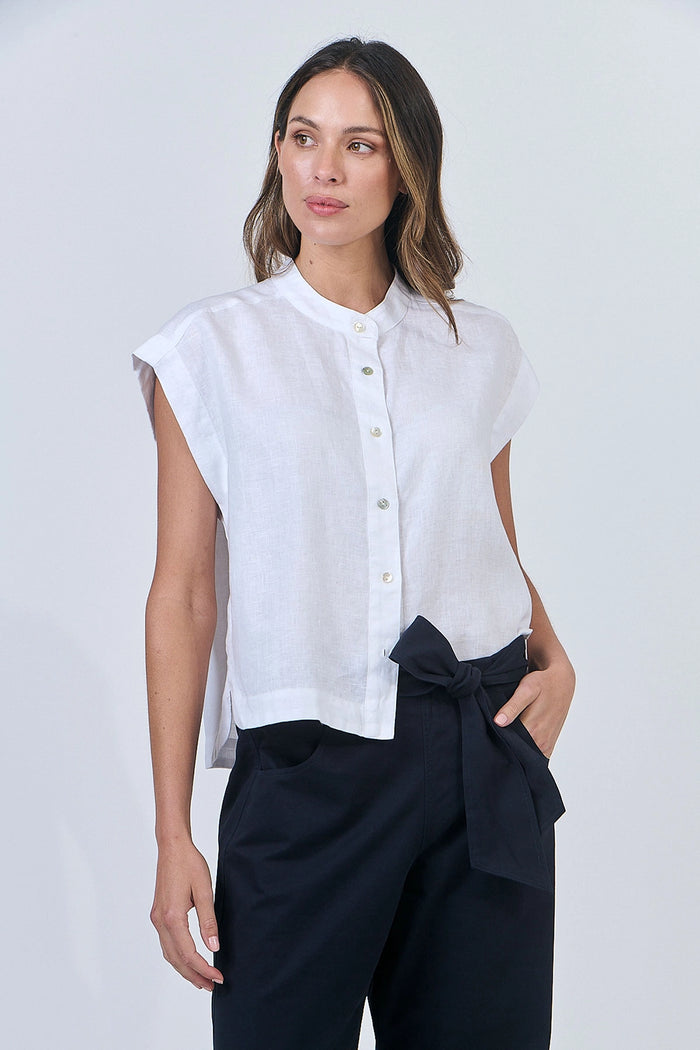 Naturals by O & J Linen Top in White GA429