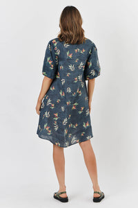 Naturals by O & J Linen Dress With Balloon Sl in Fleur GA449
