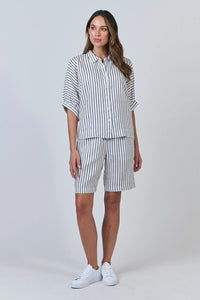 Naturals by O & J Linen Shorts in Blueberry Stripe GA241