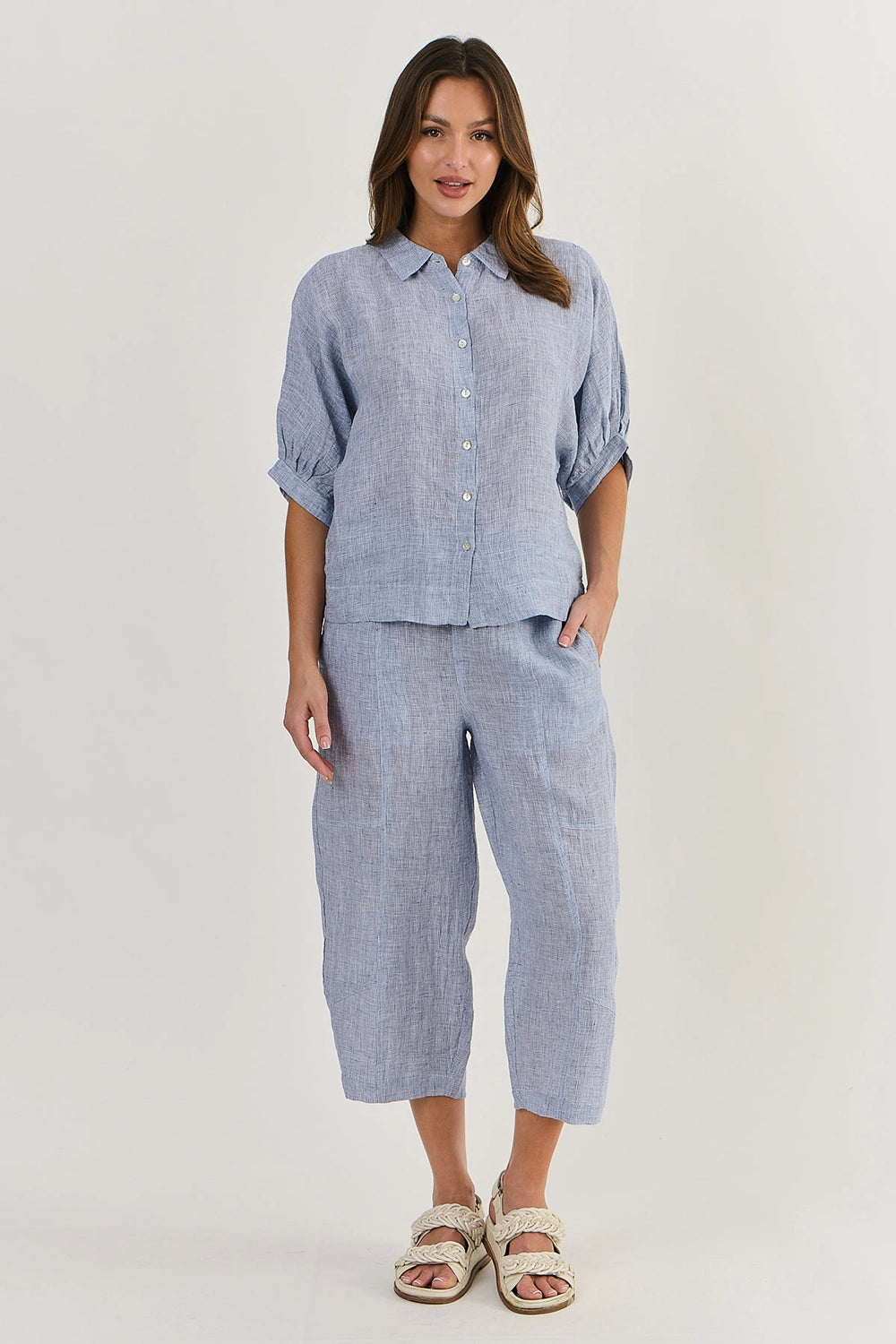 Naturals by O & J Linen Top in Delta Gauze Ga471