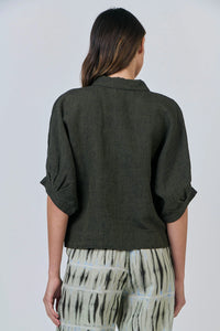 Naturals by O & J Linen Shirt in Licorice GA471