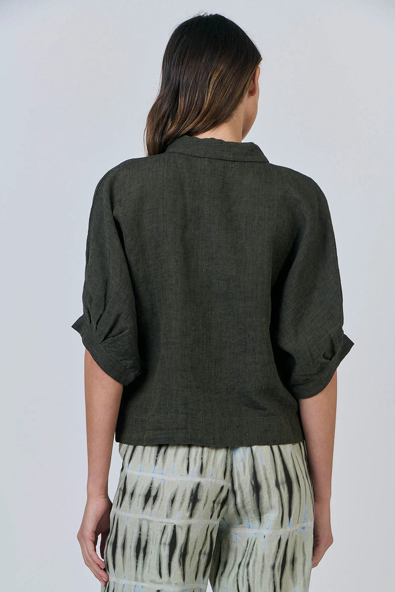 Naturals by O & J Linen Shirt in Licorice GA471