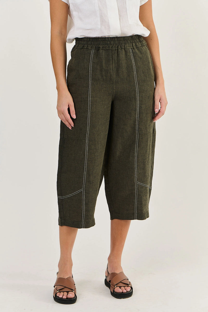 Naturals by O & J Linen Pants in Licorice GA476