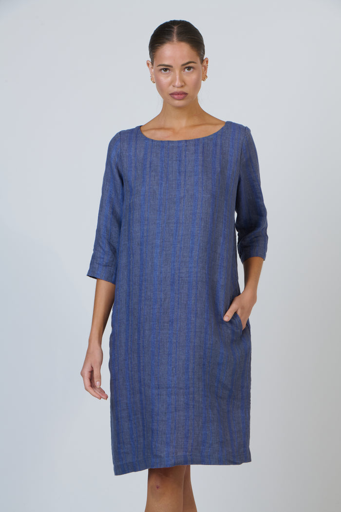 Naturals by O & J Linen Dress in Placid Pipe GA486