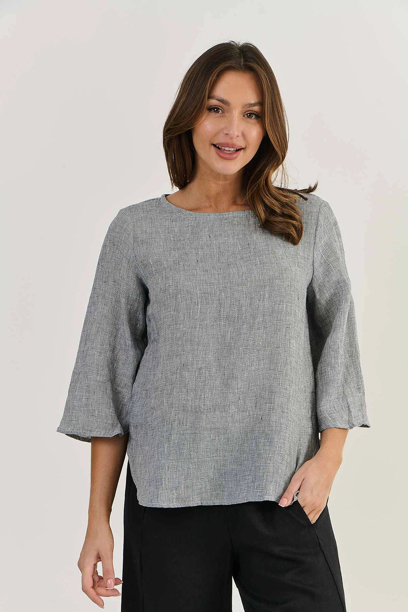 Naturals by O & J Linen Top in Blk Gauze GA503