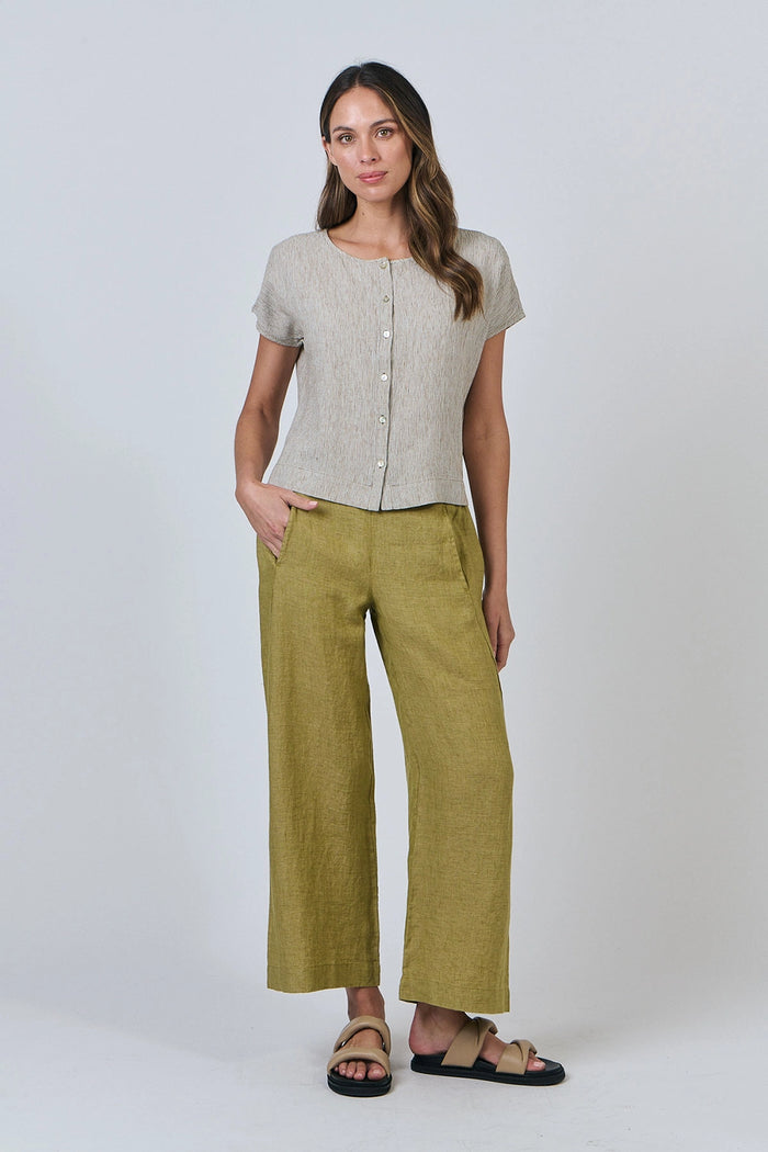 Naturals by O & J Linen Pants in Bamboo GA398