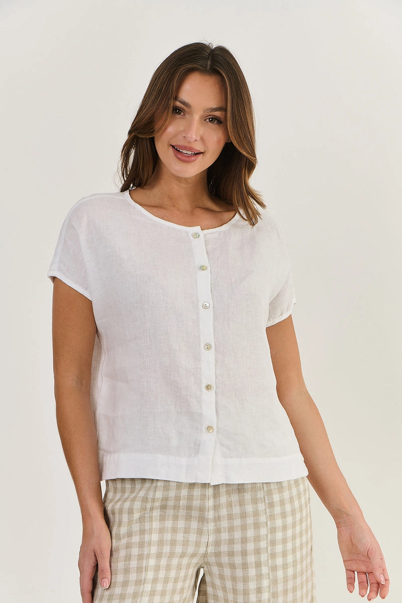 Naturals by O & J Linen Top in White GA504