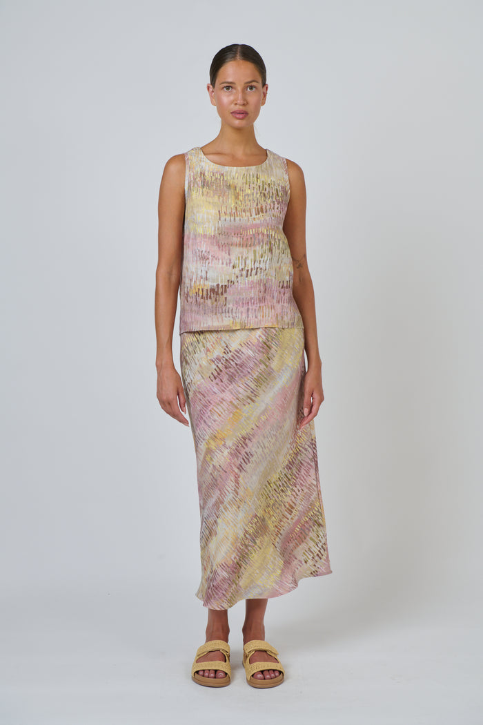 Naturals by O & J Linen Skirt in Jardin GA710