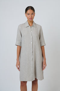 Naturals by O & J Linen Dress in Mousse GA513