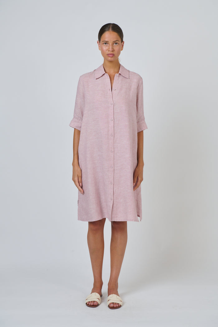 Naturals by O & J Linen Dress in Radish GA513
