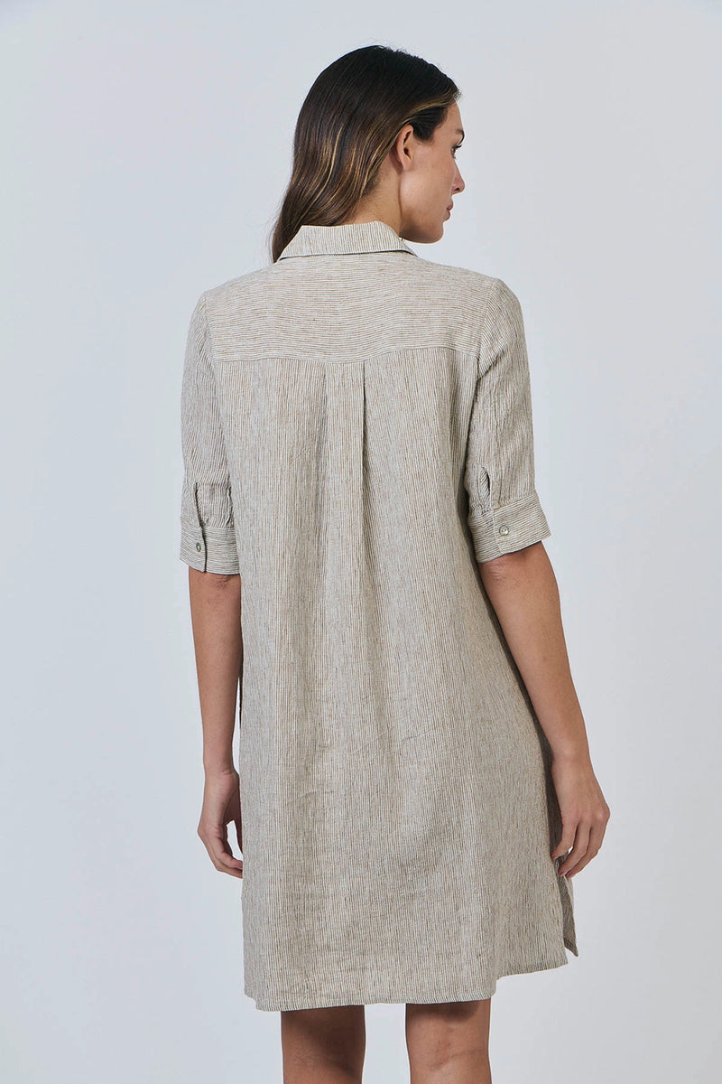 Naturals by O & J Button Up Linen Dress in Blister GA513