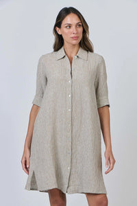 Naturals by O & J Button Up Linen Dress in Blister GA513