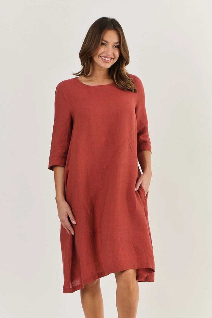 Naturals by O & J Linen Dress A Line in Cedar Ga519